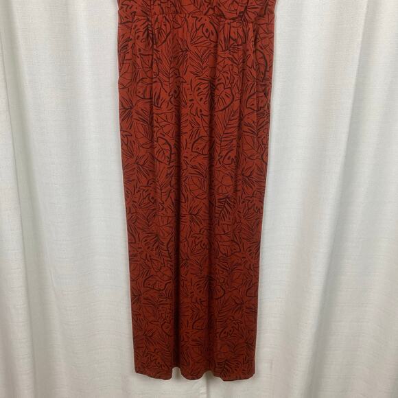 Garnet Hill Brown Leaf Print Shelby Knit Maxi Dress Sz.S - Picture 6 of 14